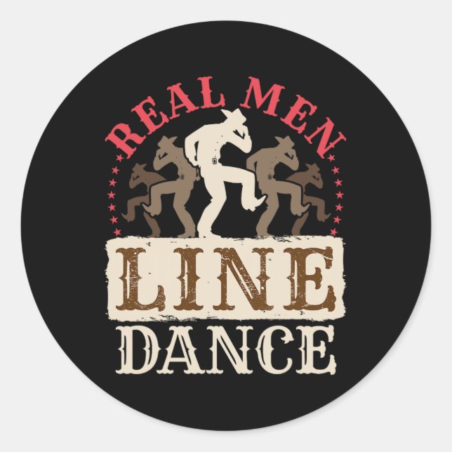 Sticker Rond Véritable Homme Ligne Danse Chemise Pays Danse Occ (Devant)