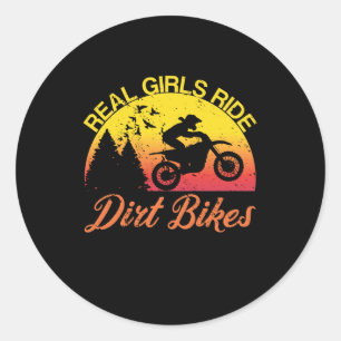 Sticker Rond Véritables Filles Ride Dirt Vélos Motocross Sunset