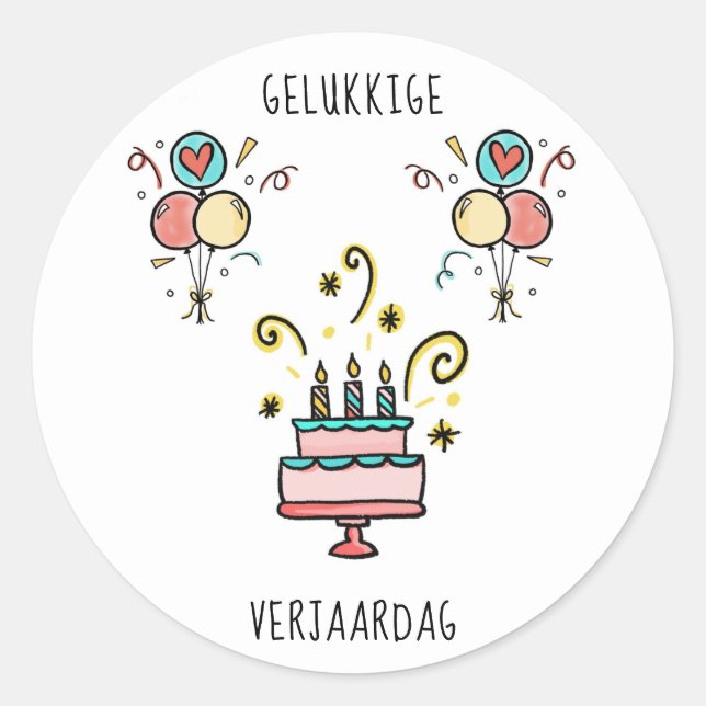 Sticker Rond Verjaardag | Joyeux anniversaire (Devant)