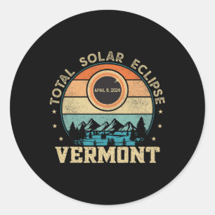Sticker Rond Vermont Total Éclipse Solaire 8 avril 2024 Hommes 