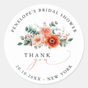 Sticker Rond Verona Sunset Bright Orang Bridal douche merci