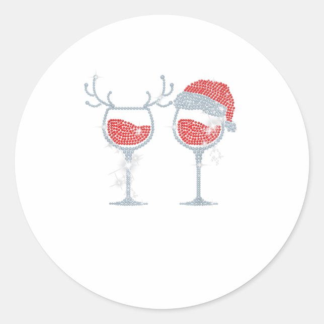 Sticker Rond Verre à vin Santa Hat Reindeer Funny Dri (Devant)