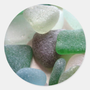 Sticker Rond Verre de mer bleue et verte