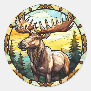 Sticker Rond Verre doux Oie d'Elk Américain