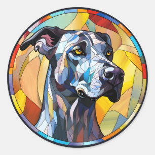 Sticker Rond Verre Doux Tissu Grand Chien Danse