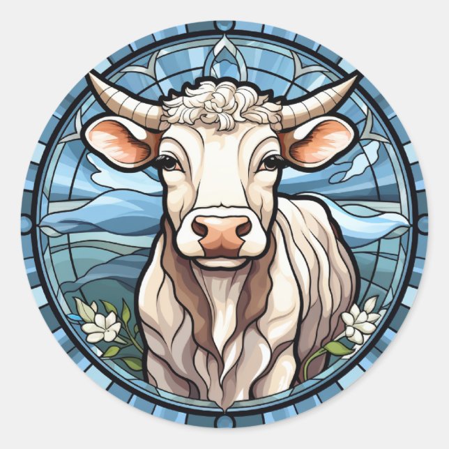 Sticker Rond Verre doux vache de vache (Devant)