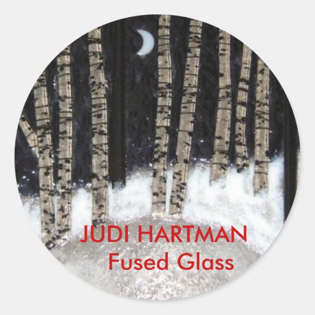 Sticker Rond Verre fusionné de nuit d'hiver (Devant)