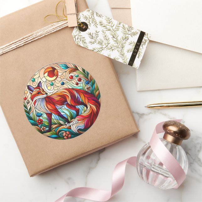 Sticker Rond Verre tendu Look Renard rouge (Cadeaux)