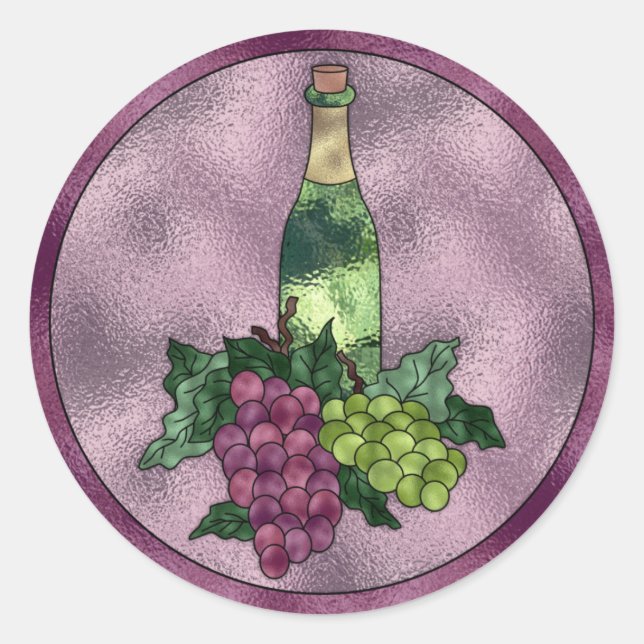 Sticker Rond Verre Tiré Aimer le vin (Devant)