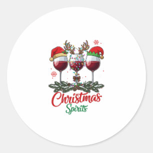 Sticker Rond Verres à vin Esprits de Noël Renne Andouillers Pi