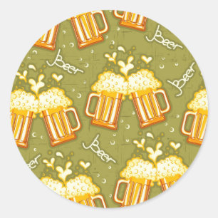 Sticker Rond Verres de motif de bière