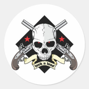 Sticker Rond Verrouiller n Charger le crâne