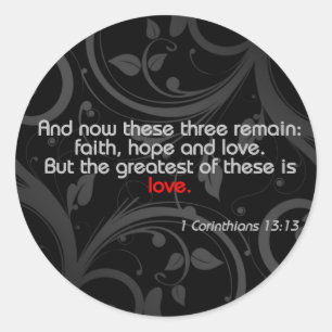 Sticker Rond Vers de bible d'amour, noir/rouge