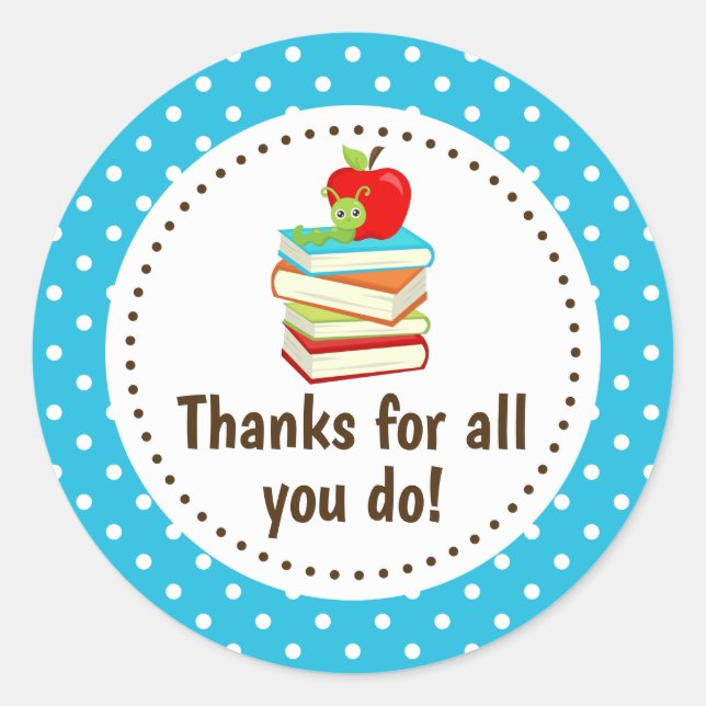 Sticker Rond Vers de livre Merci Appréciation de l'enseignant S (Devant)