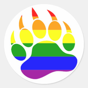 STICKER ROND VERS L'OURS GAY/CLAW RAINBOW