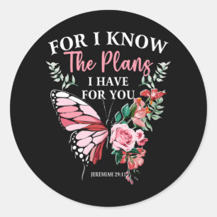 Sticker Rond Verse Bible Je Connais Les Plans Que J'Ai Pour Vou