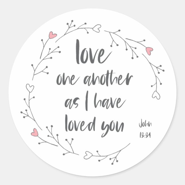 Sticker Rond Verse biblique : Amour mutuel (+ coeurs) (Devant)
