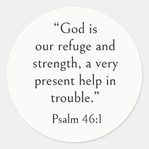 Sticker Rond Verset biblique pour le stress, Psaume 46:1, Moder