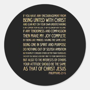 Sticker Rond Verset biblique scripturaire - Philippiens 2:1-5