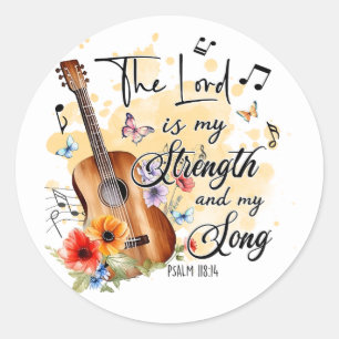 Sticker Rond Verset de la Bible chrétienne Seigneur ma Force Ch