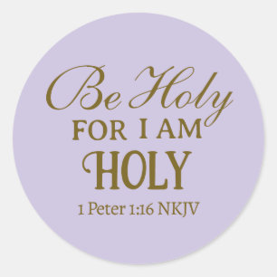 Sticker Rond Verset de la Sainte Bible Violet et Or Simple Chré