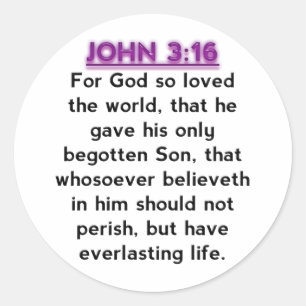 Sticker Rond Versets bibliques - Jean 3.16 KJV
