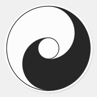 Sticker Rond Version antique de Taijitu par Lai Zhi-De Yin Yang