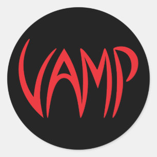 Sticker Rond Version du texte Vamp (noir/rouge)