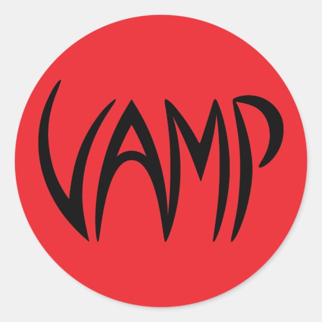 Sticker Rond Version Texte Vamp (rouge/noir) (Devant)