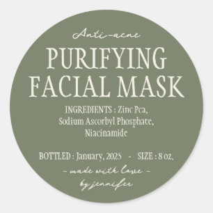Sticker Rond Vert Anti acné purifiant masque facial Ingrédients