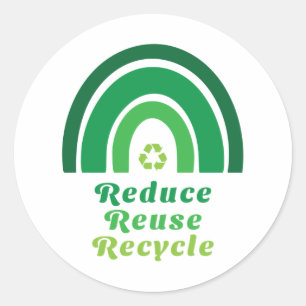 Sticker Rond Vert arc-en-ciel De l'environnement réduire la réu