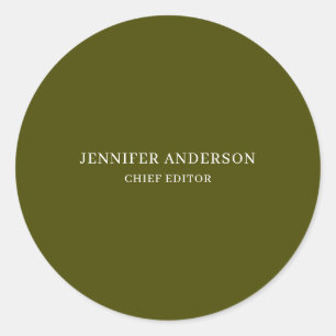 Sticker Rond Vert Chic Professionnel Moderne Minimaliste Simple