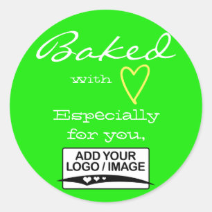 Sticker Rond Vert clair Simple Minimaliste Fabriqué avec logo d