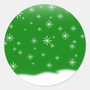 STICKER ROND VERT DE FLOCONS DE NEIGE