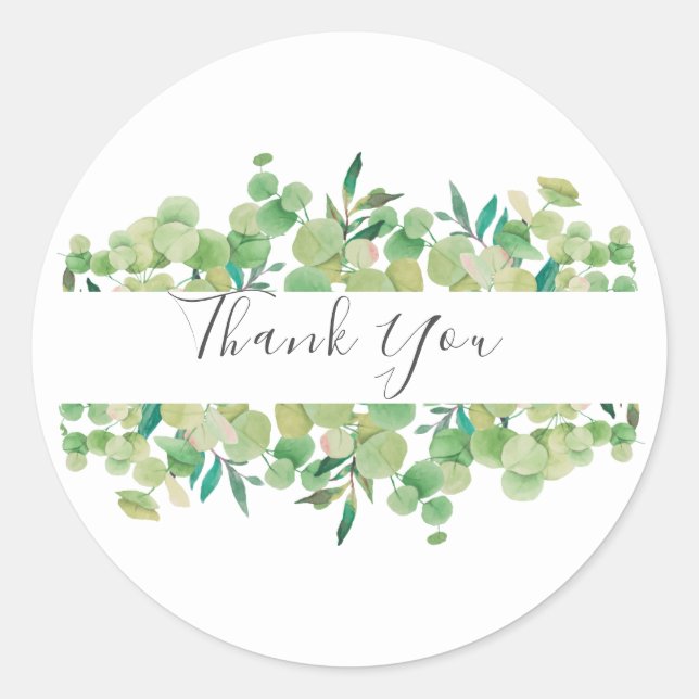 Sticker Rond Vert Eucalyptus Garland Merci Favoriser (Devant)