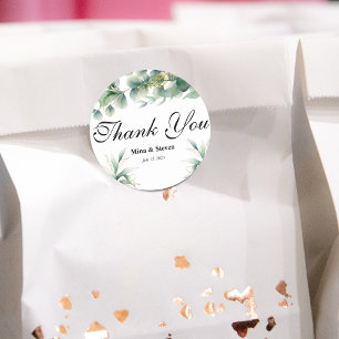 Sticker Rond Vert eucalyptus naturel merci mariage