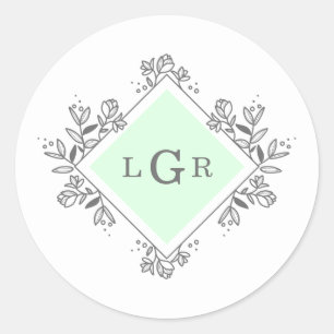 Sticker Rond Vert floral simple tiré