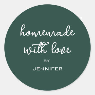 Sticker Rond Vert forêt fait maison avec amour