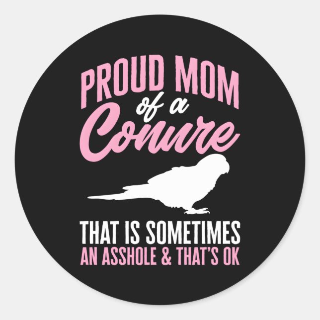 Sticker Rond Vert Joue Conure Maman Perroquet Oiseau Soleil Con (Devant)