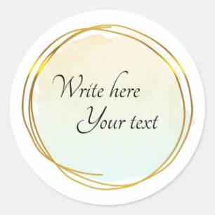 Sticker Rond Vert Lime Aquarelle Cercle Or Elégant 