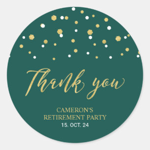 Sticker Rond Vert & Or   Cadeau de retraite moderne Merci