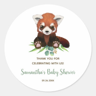 Sticker Rond Vert Ours Mignonne Baby shower Neutre Favoriser