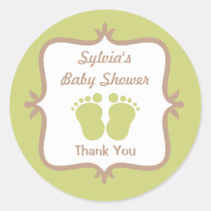 Sticker rond vert pieds bébé