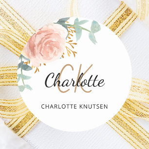 Sticker Rond Vert rose or rose rose fleurie Sweet 16