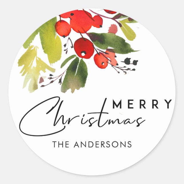STICKER ROND VERT ROUGE SAINT BERRIES COULEUR D'EAU MERRY NOËL (Devant)