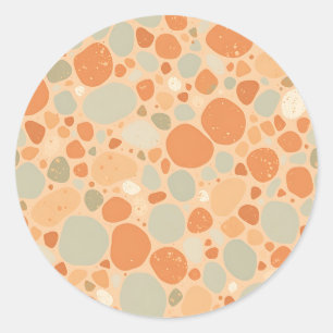 Sticker Rond Vert Sauge Abricot Motif Galet Abstrait Organique