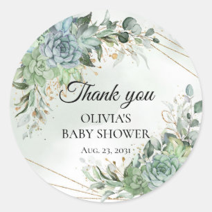 Sticker Rond Vert succulents eucalyptus merci bébé