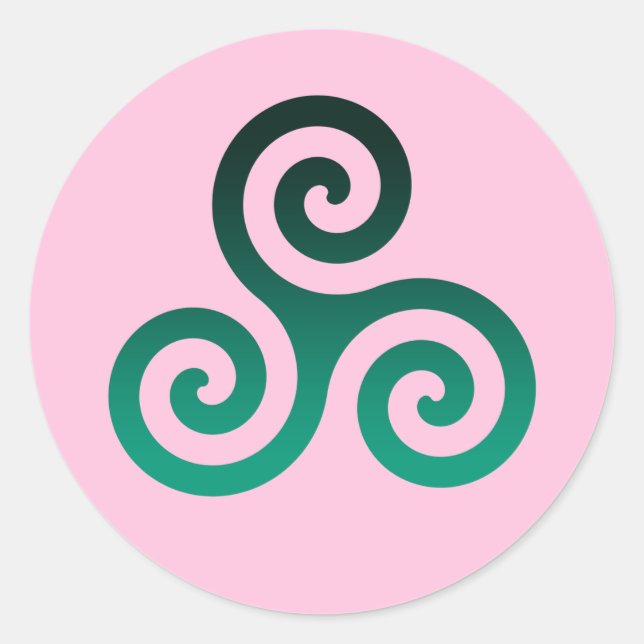 Sticker Rond Vert Triskele Pastel Rose (Devant)