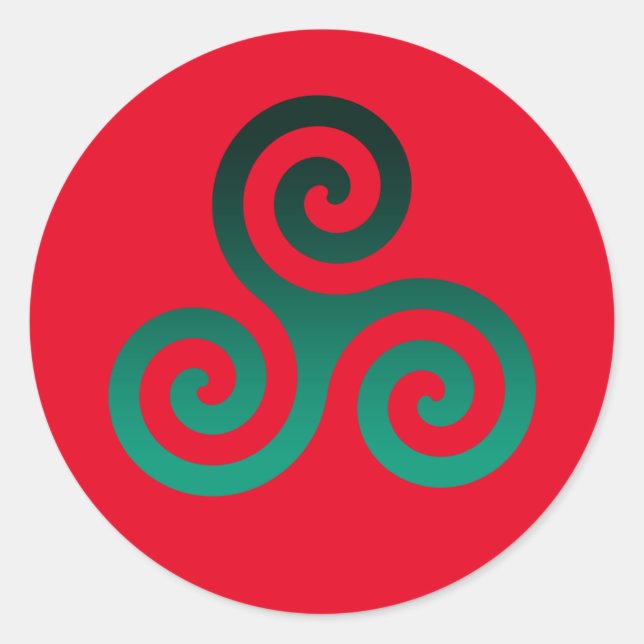 Sticker Rond Vert Triskele Vivid Rouge (Devant)