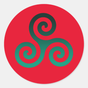 Sticker Rond Vert Triskele Vivid Rouge